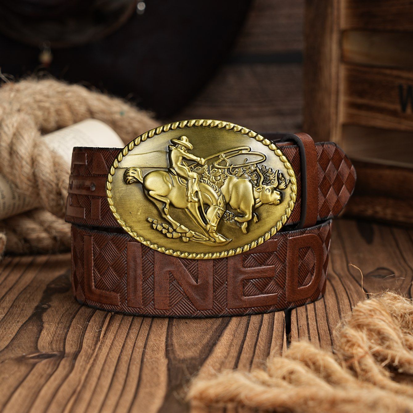 Leather Work Western - حزام كاجوال رجالي ونسائي بتصميم غربي