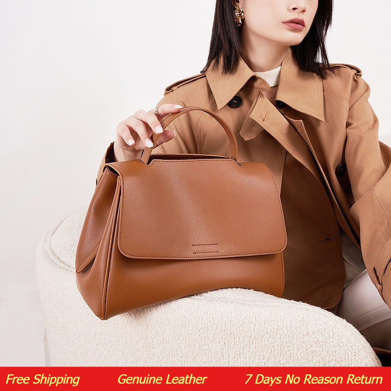 Vintage Leatherwork - حقيبة يد نسائية فاخرة للسفر والتسوق