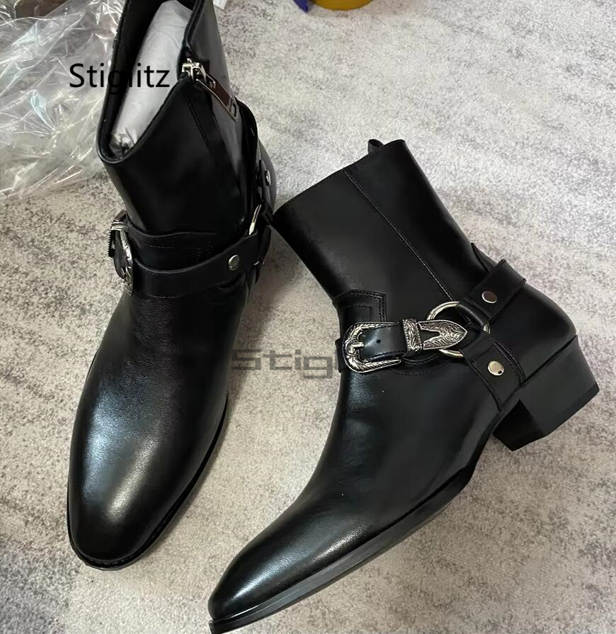 أحذية رجالية بحزام كاحل، جلد ط - مراجعة Leather Work Western وسعره