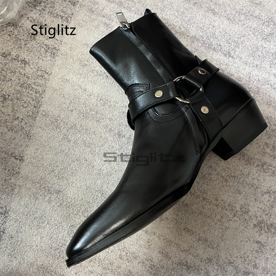 أحذية رجالية بحزام كاحل، جلد ط - مراجعة Leather Work Western وسعره
