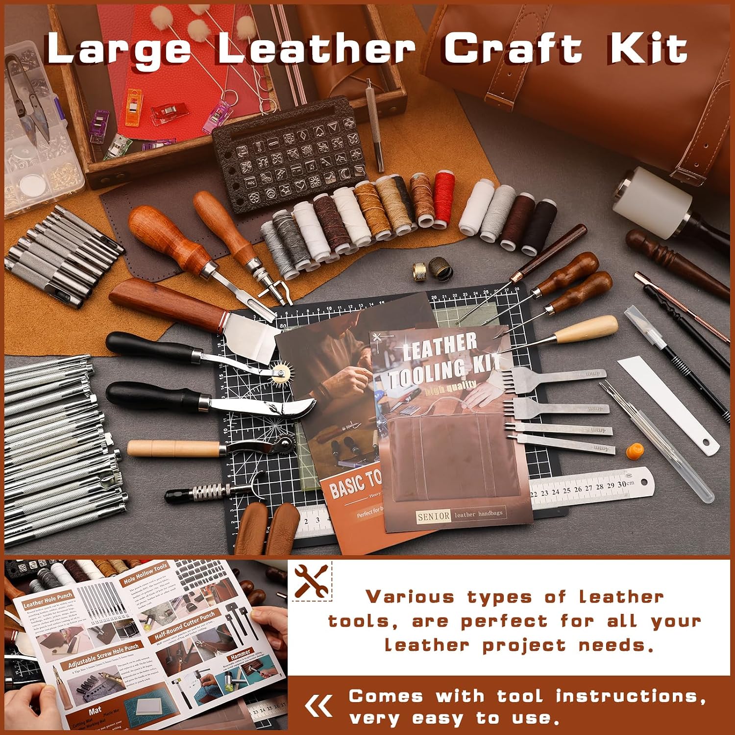 طقم أدوات تشكيل الجلود، أدوات  - مراجعة Leather Work Leather وسعره