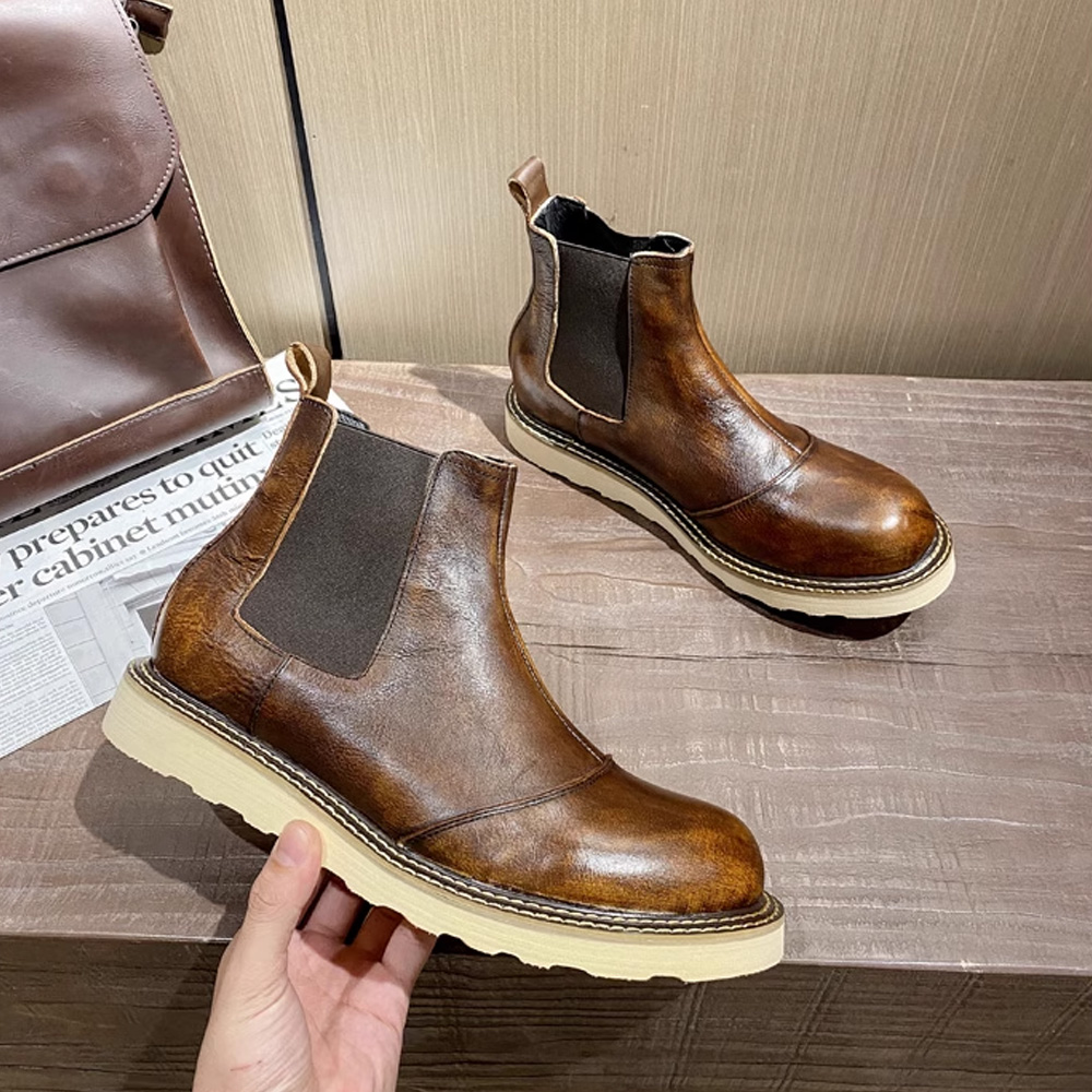 الرجعية الرجال جلد طبيعي تشيلس - مراجعة Leather Work Western وسعره